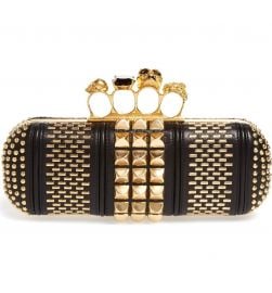 Alexander McQueen Knuckle Clasp Graphic Studded Box Clutch at Nordstrom